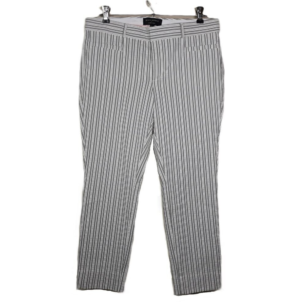 Women's Cropped Seersucker Pants NEW Striped Tailored Preppy Old Money